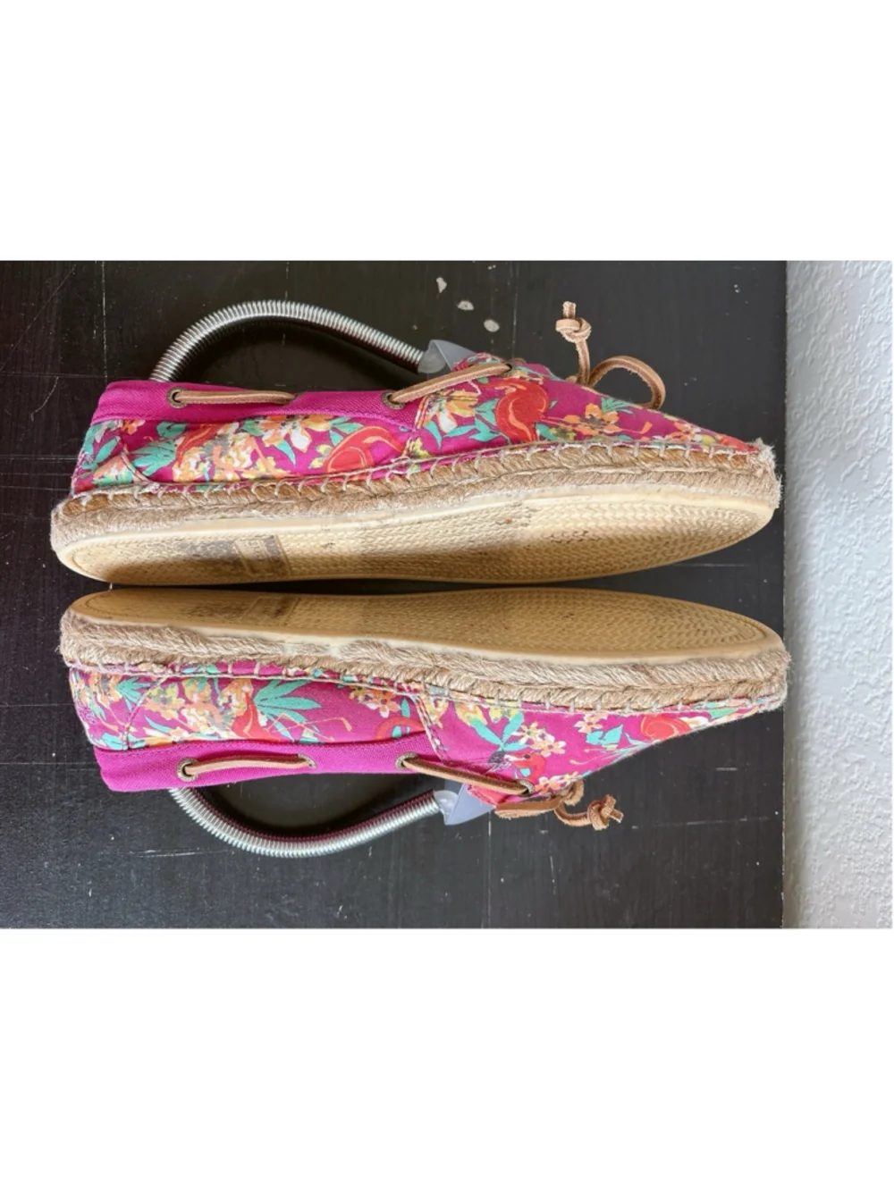 Sperry Top-Sider Womens Size 9.5 Pink Floral Flamingo Tropical Espadrille Flats